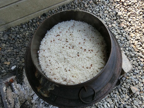 山口城跡清掃活動、秋の古代米収穫祭の様子4