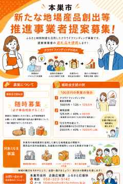 新たな地場産品創出等推進事業者提案募集
